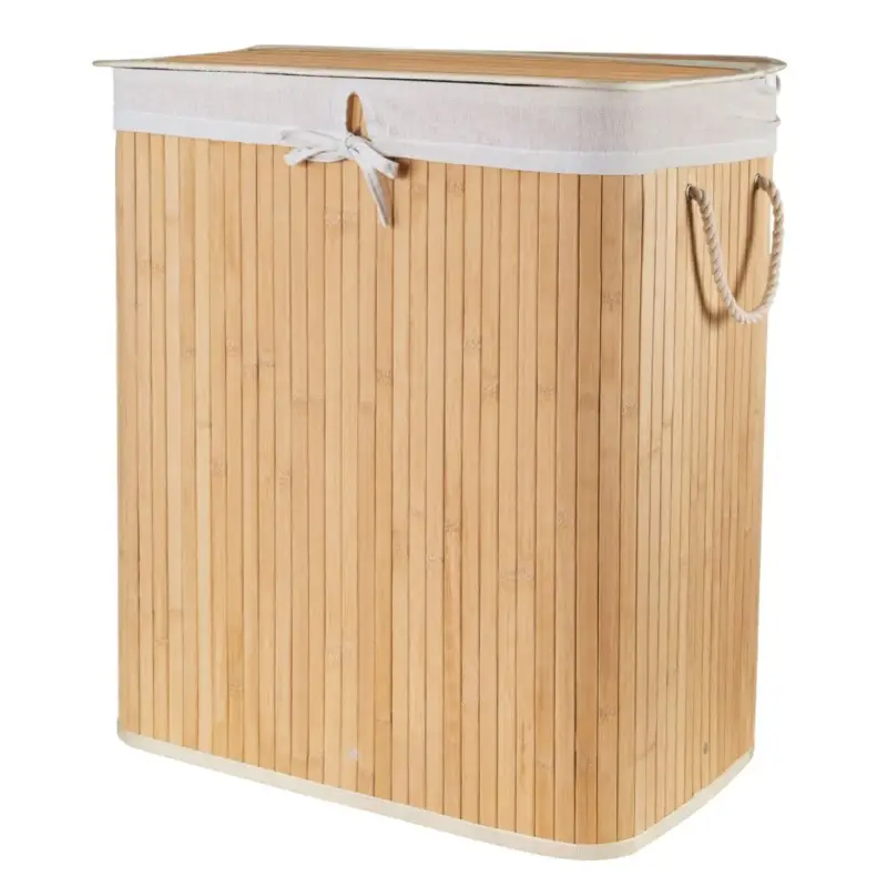 Ihned K Objednání Bambusový koš na prádlo s víkem Compactor Bamboo XXL 105 L - 2dílný, přírodní,52 x 32 x 63
