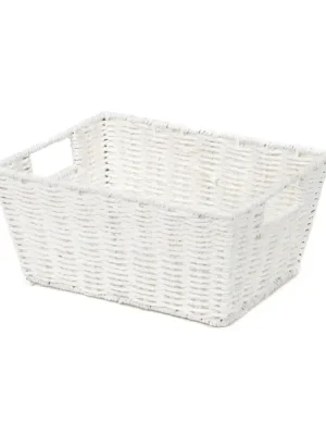 Ručně pletený úložný košík Compactor ETNA, 31 x 24 x 14 cm, bílý Nová Kolekce