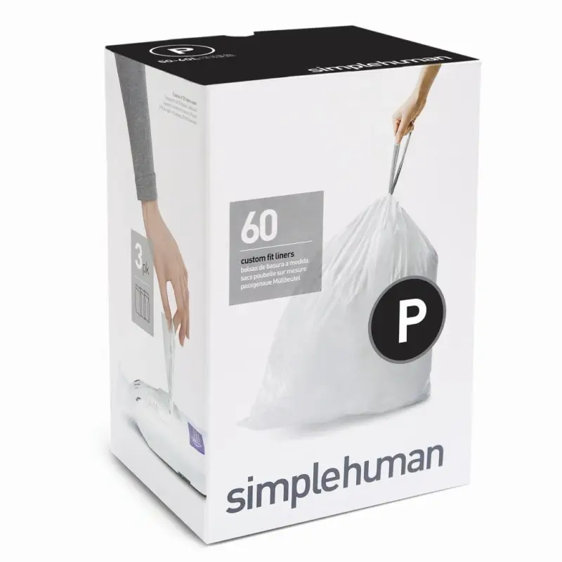 Časově Omezené Sáčky do odpadkového koše 50-60 L, Simplehuman typ P zatahovací, 3 x 20 ks ( 60 sáčků )