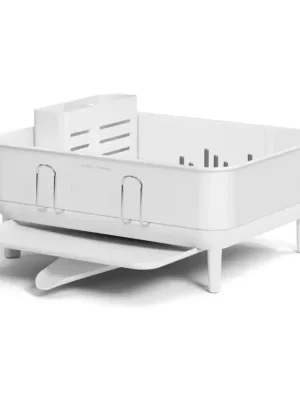 Levný Odkapávač na nádobí Simplehuman Compact, rám z bílé oceli, bílý plast, FPP