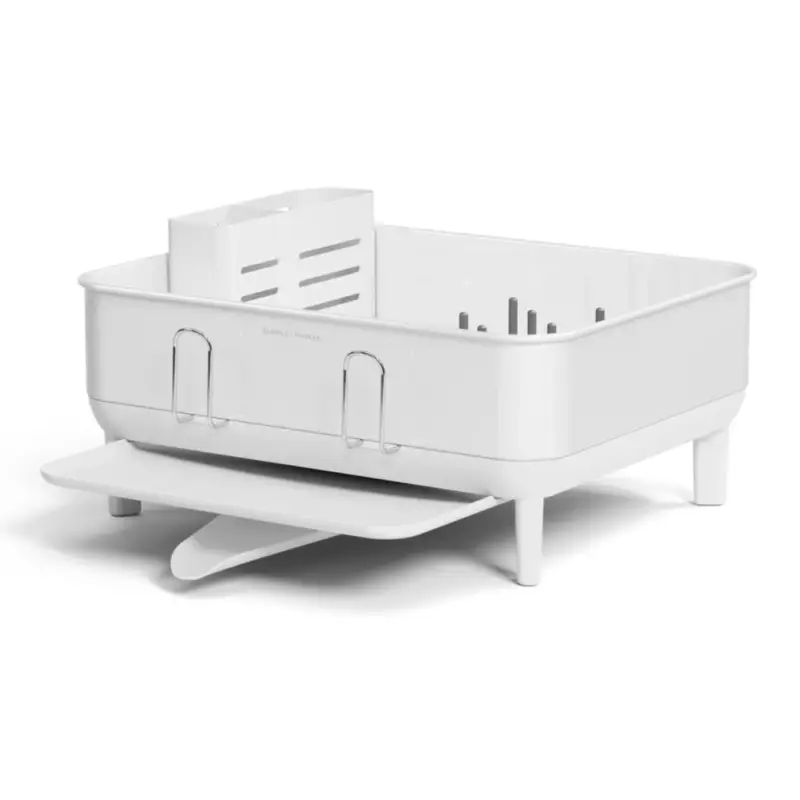 Levný Odkapávač na nádobí Simplehuman Compact, rám z bílé oceli, bílý plast, FPP