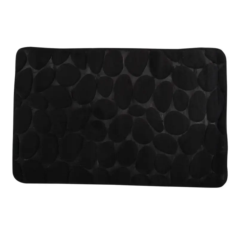 Must-Have MSV koupelnová předložka PEBBLES, černá PU pěna, protiskluzová, 50 x 80 cm