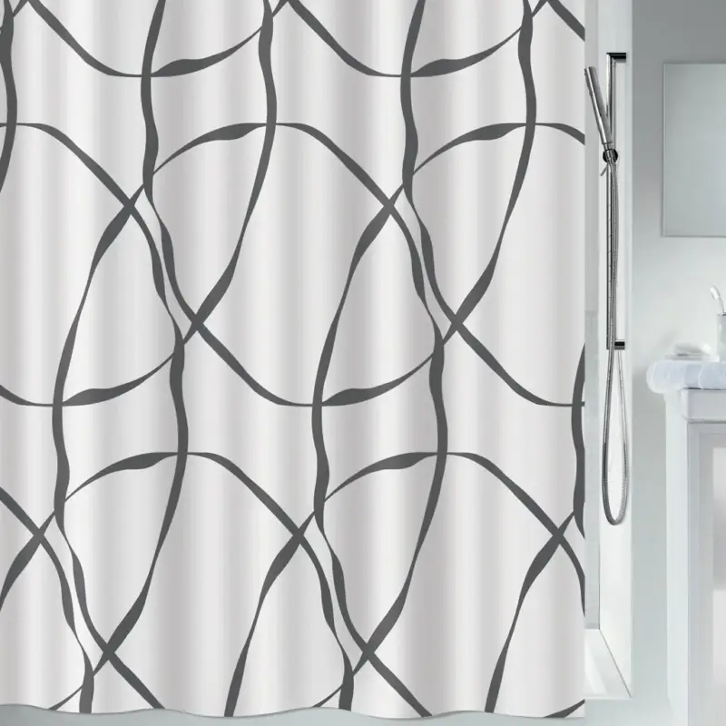 Spirella sprchový závěs RIBBON, motiv stuha, bílý, 180 x 180 cm, polyester Přímo Od Výrobce