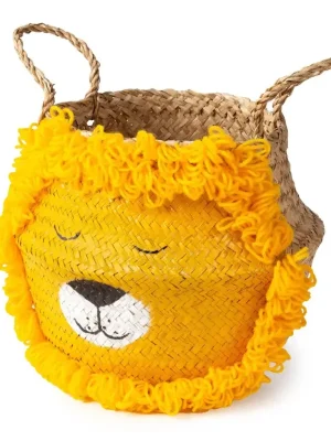 Compactor dětský koš na hračky BELLY M - Lev, pletený z mořské trávy, 30 x 28 cm Vysoce Kvalitní