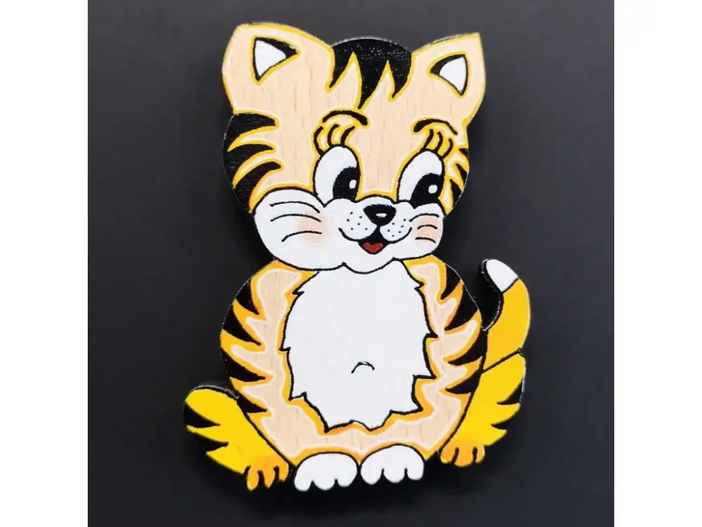 Značkový Dřevěný magnet kočka 6 cm