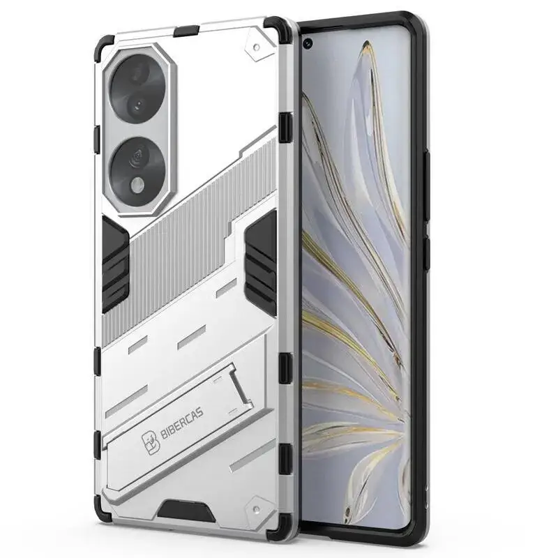 Tovární Cena Guardy odolný hybridní kryt s výklopným stojánkem na Honor 70 5G - bílý