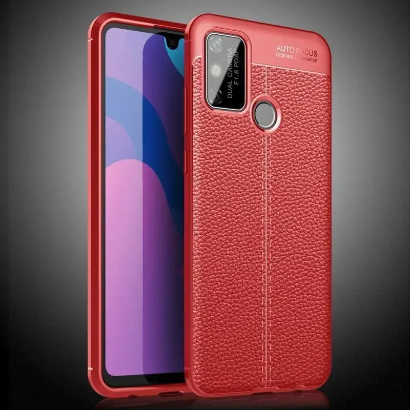 Litchi odolný gelový obal na mobil Honor 9A - červený Originální