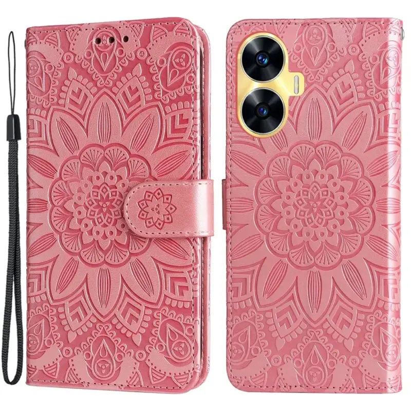 Autentický Sunflower knížkové pouzdro na Realme C55 - růžové