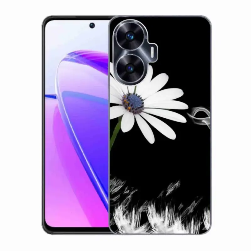 Gelový kryt mmCase na Realme C55 - bílá květina Cenová Bomba