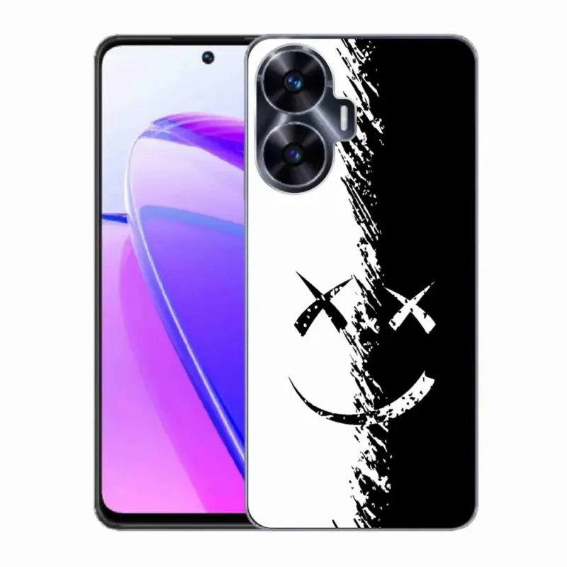 Gelový kryt mmCase na Realme C55 - černobílý smajlík Expresní Doručení