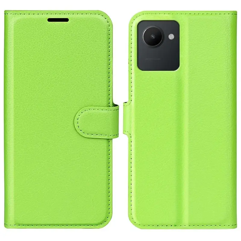 Litchi knížkové pouzdro na Realme C30 - zelené Zlevněný