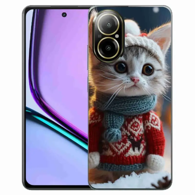 Gelový kryt mmCase na Realme C67 - kotě ve svetru Cenový Hit