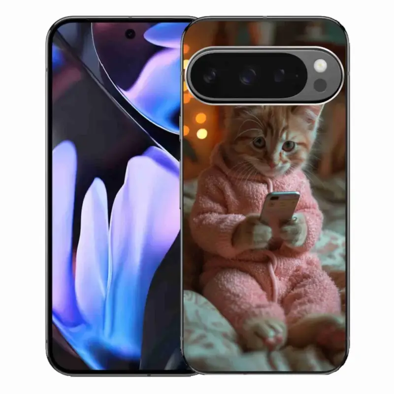 Tovární Cena Gelový kryt mmCase na Google Pixel 9 Pro XL - kotě s mobilem