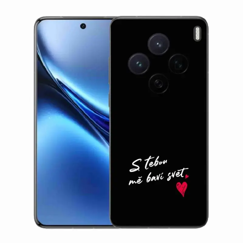 Gelový kryt mmCase na Vivo X200 5G - zamilovaný text 1 černé pozadí Nejprodávanější