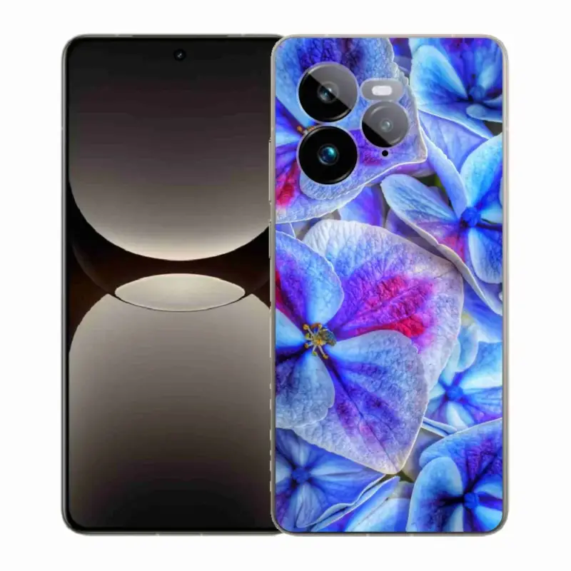 Ověřený Gelový kryt mmCase na Realme GT 7 Pro 5G - modré květy 1