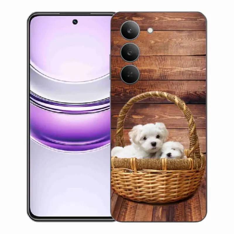Gelový kryt mmCase na Realme 14x 5G - štěňátka Jen Po Omezenou Doba