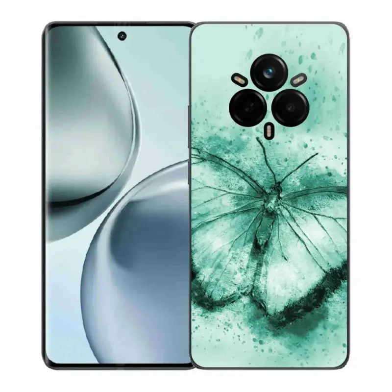 Gelový kryt mmCase na Realme 14 Pro+ 5G - zelený motýl Originální