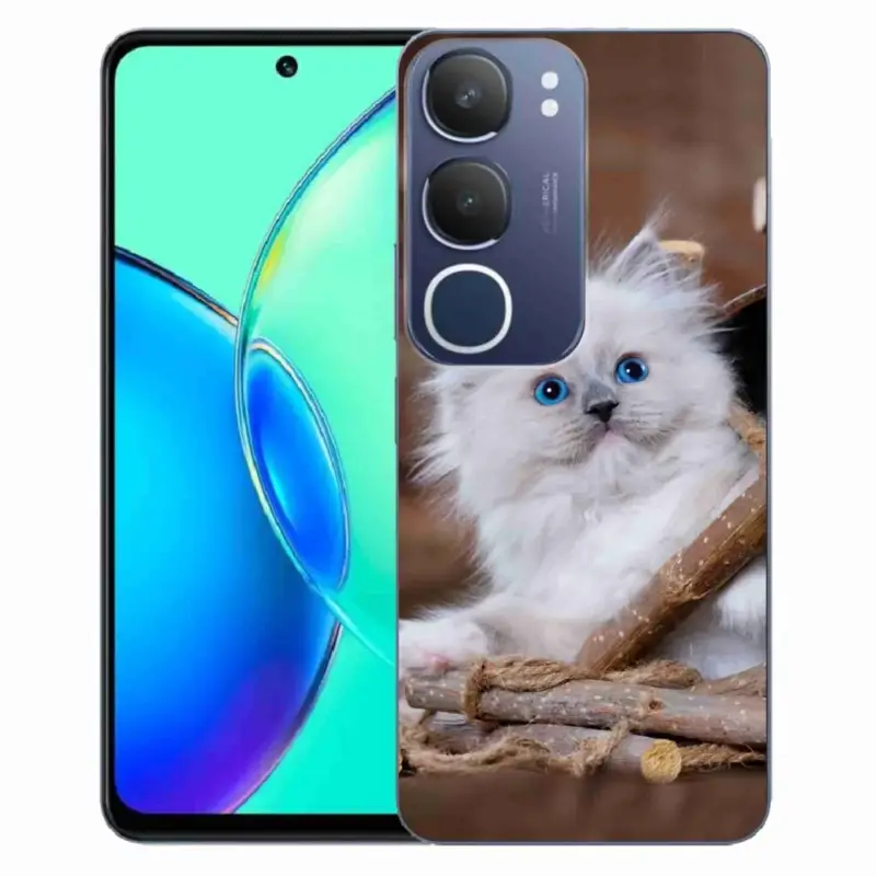 Gelový kryt mmCase na Vivo Y19s - bílé kotě Nejprodávanější