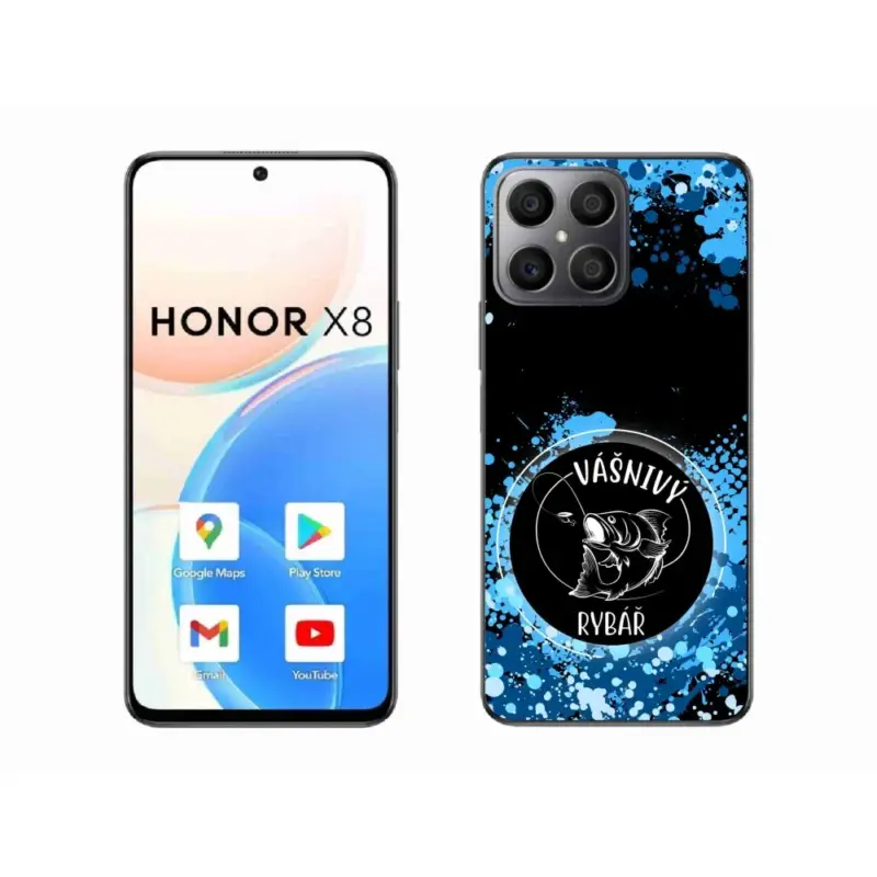 Gelový kryt mmCase na Honor X8 4G - vášnivý rybář černé pozadí Akce