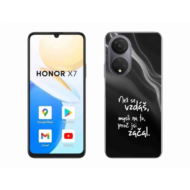 Gelový kryt mmCase na Honor X7 - citát 2 černé pozadí Tovární Cena