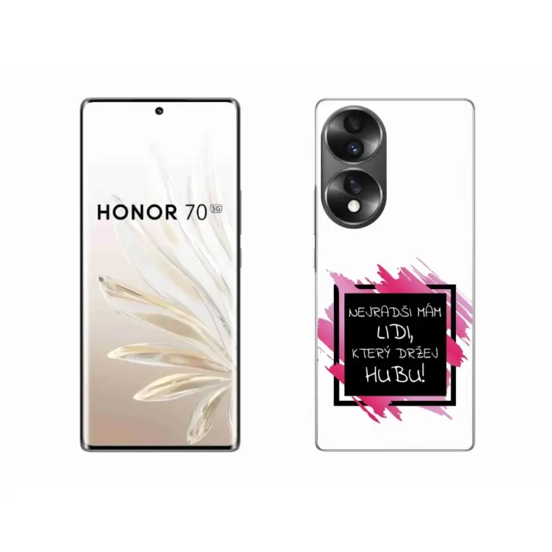 Tovární Cena Gelový kryt mmCase na Honor 70 - vtipný text 7 černobílé pozadí