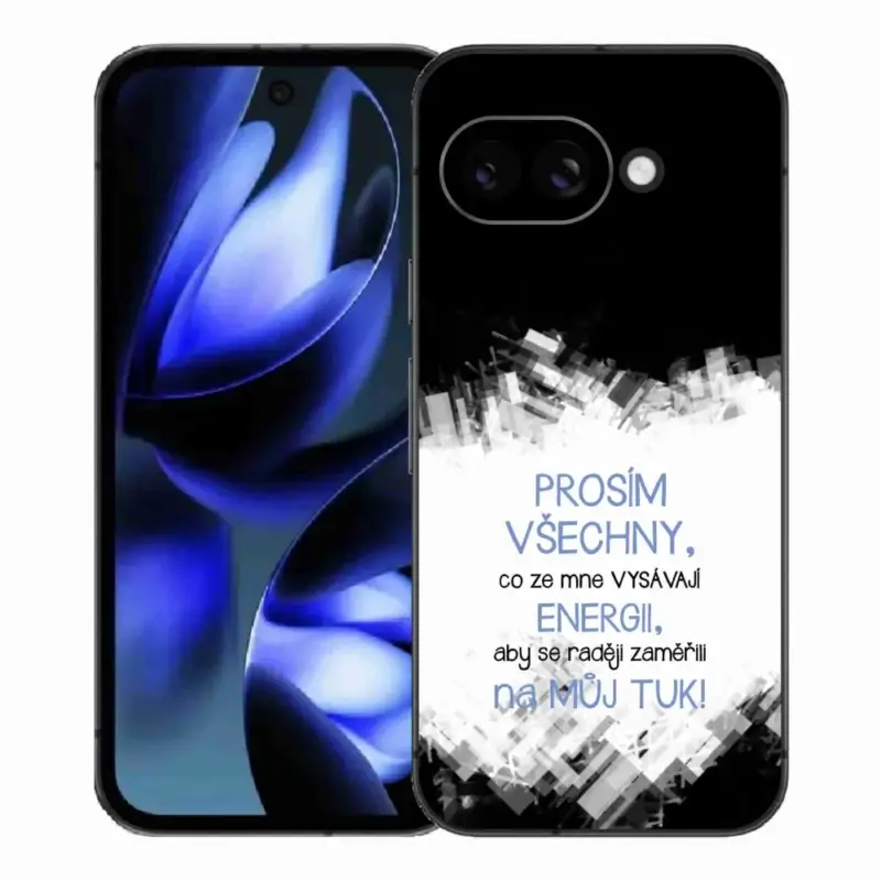Autentický Gelový kryt mmCase na Google Pixel 9a - vtipný text 1 modrý