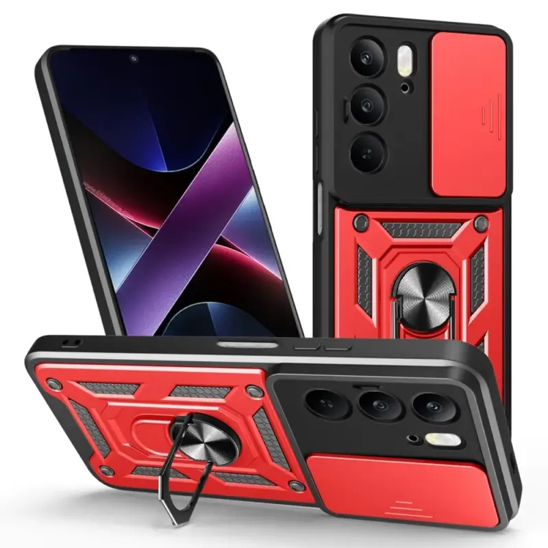 Přímo Od Výrobce Slide odolný kryt na Realme 14x 5G/Realme C75 - červený