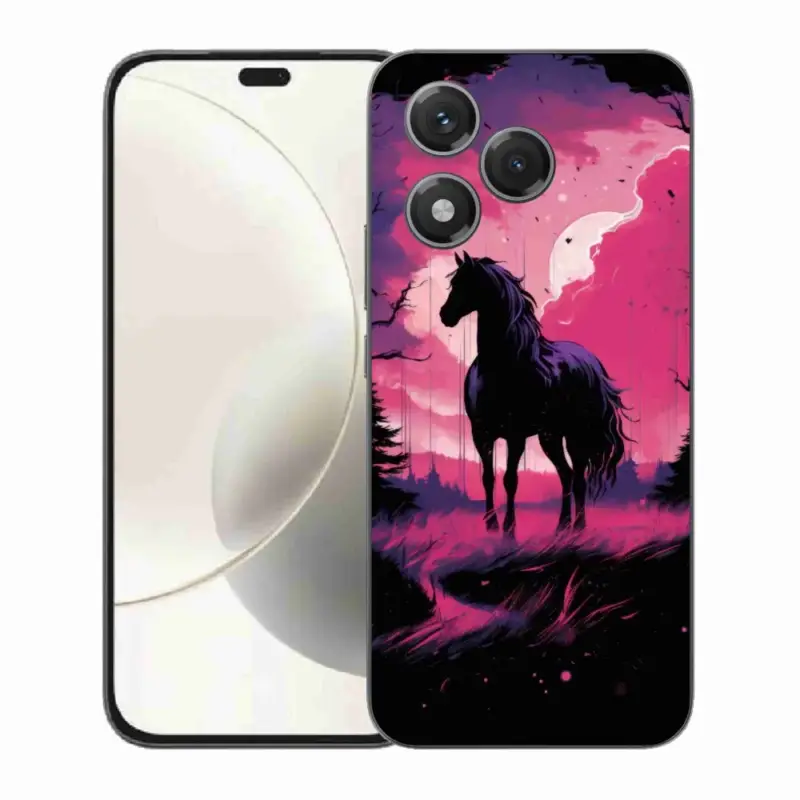 Gelový kryt mmCase na Honor 400 Lite - černý kreslený kůň 1 Tovární Cena