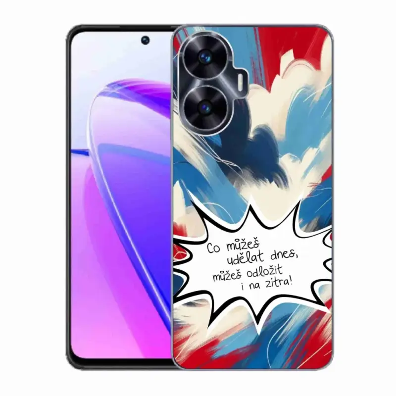 Gelový kryt mmCase na Realme C55 - vtipný text 9 bílé pozadí Tovární Cena