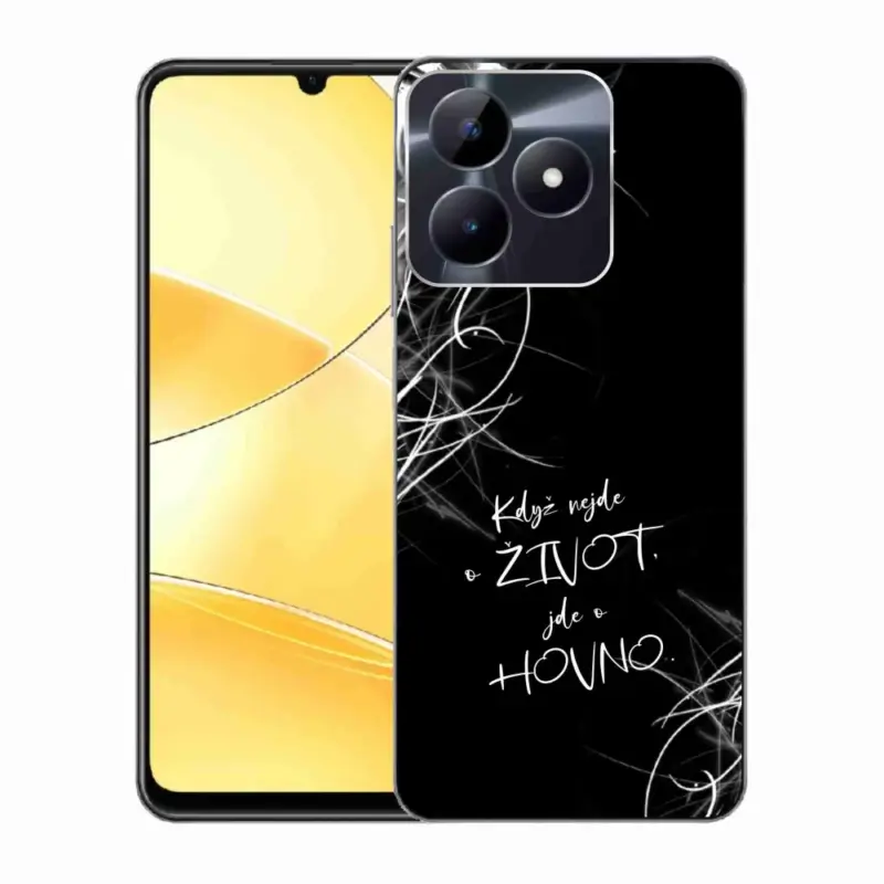 Novinka Gelový kryt mmCase na Realme C51/C53 - vtipný text 16 černé pozadí