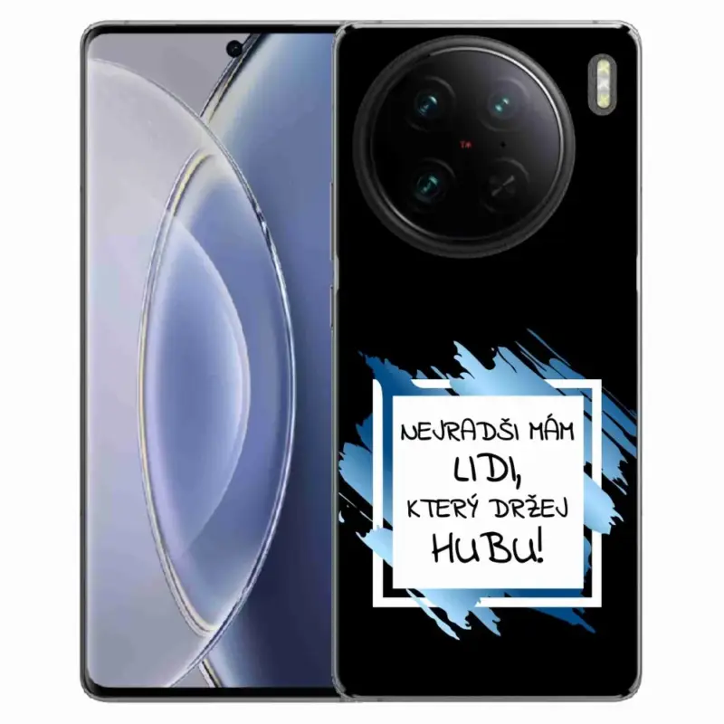 Gelový kryt mmCase na Vivo X90 Pro - vtipný text 7 bíločerné pozadí Značkový