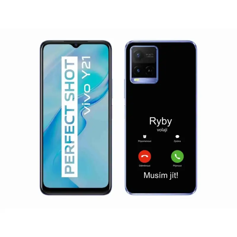 Nejprodávanější Gelový kryt mmCase na Vivo Y21/Y21s/Y33s - ryby volají černé pozadí