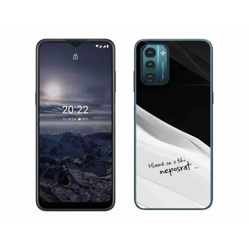 Gelový kryt mmCase na Nokia G11/G21 - vtipný text 13 bíločerné pozadí Sezónní Sleva