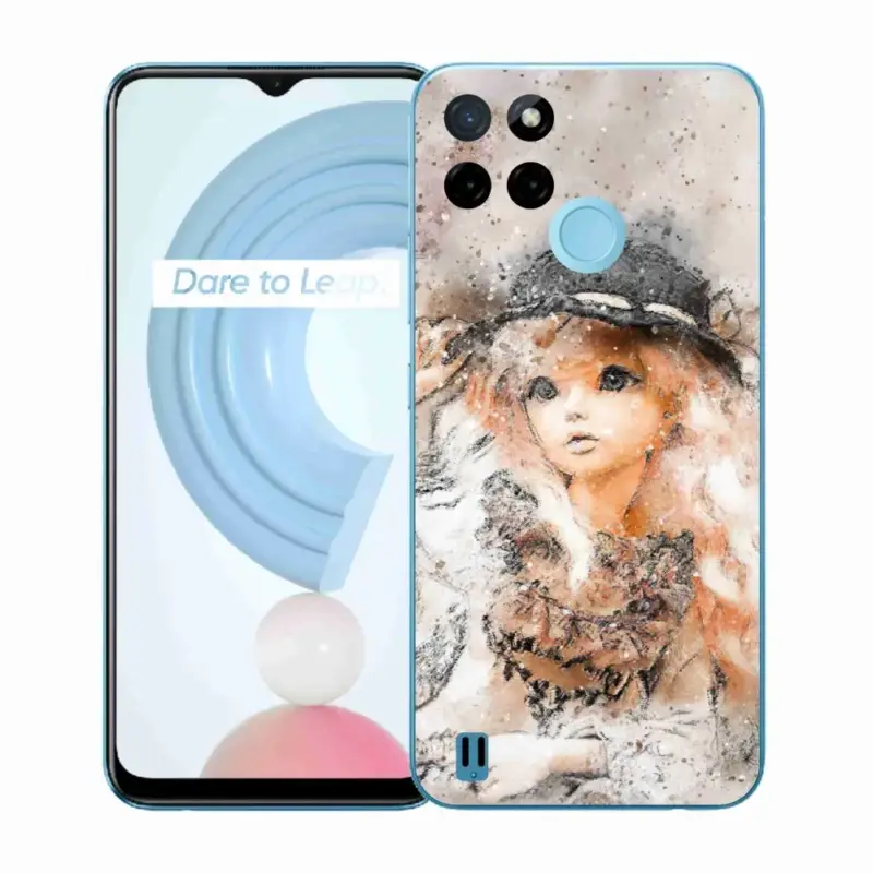 Gelový kryt mmCase na Realme C21Y/C25Y - holčička s kloboukem Speciální Cena