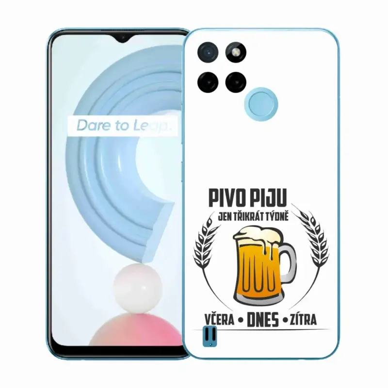 Gelový kryt mmCase na Realme C21Y/C25Y - pivní motiv bílé pozadí Sleva