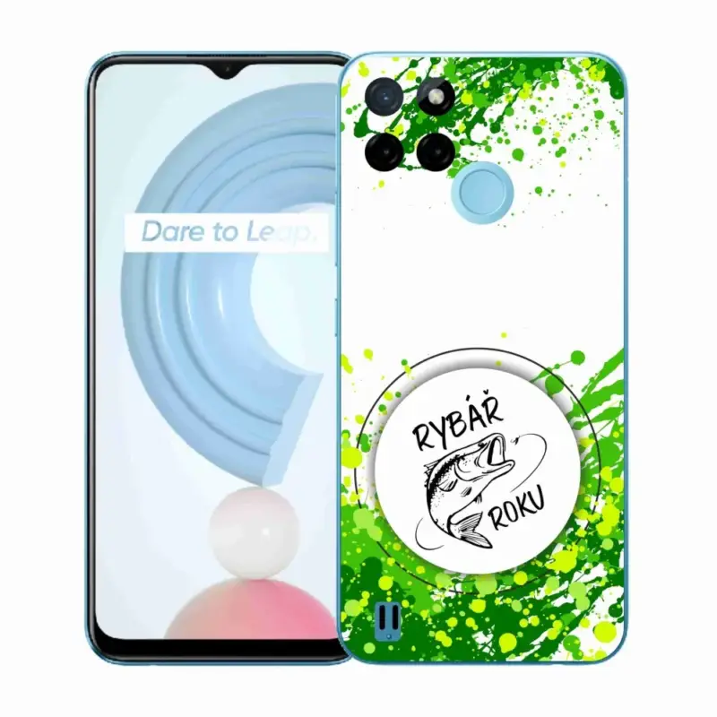 Gelový kryt mmCase na Realme C21Y/C25Y - rybář roku bílé pozadí Finální Výprodej