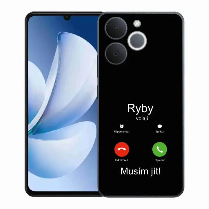 Poslední Šance Gelový kryt mmCase na Realme Note 70T - ryby volají černé pozadí