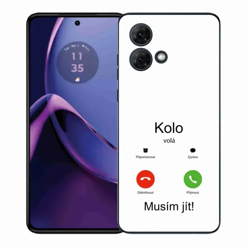 Gelový kryt mmCase na Motorola Moto G84 5G - kolo volá bílé pozadí Výprodej