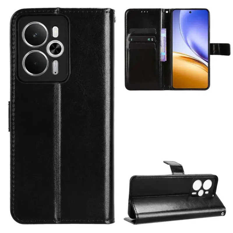Aktuální Crazy knížkové pouzdro na Realme 14 5G/14T 5G - černé