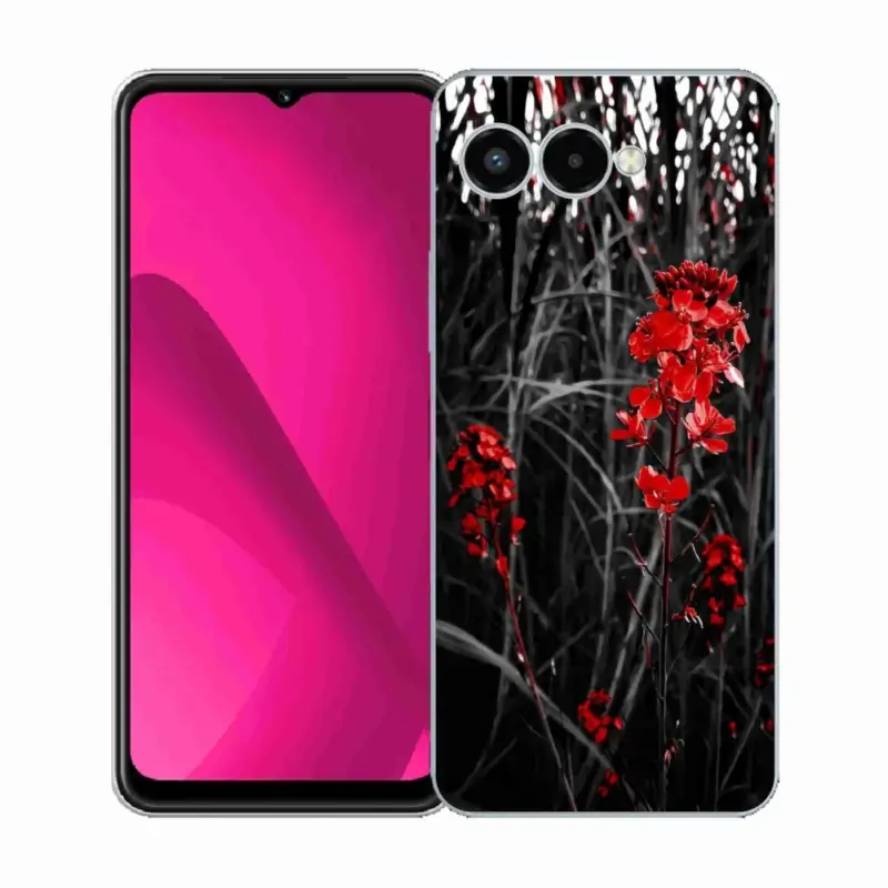 Nejlepší Volba Gelový kryt mmCase na T-Mobile T Phone 3 - červená rostlina