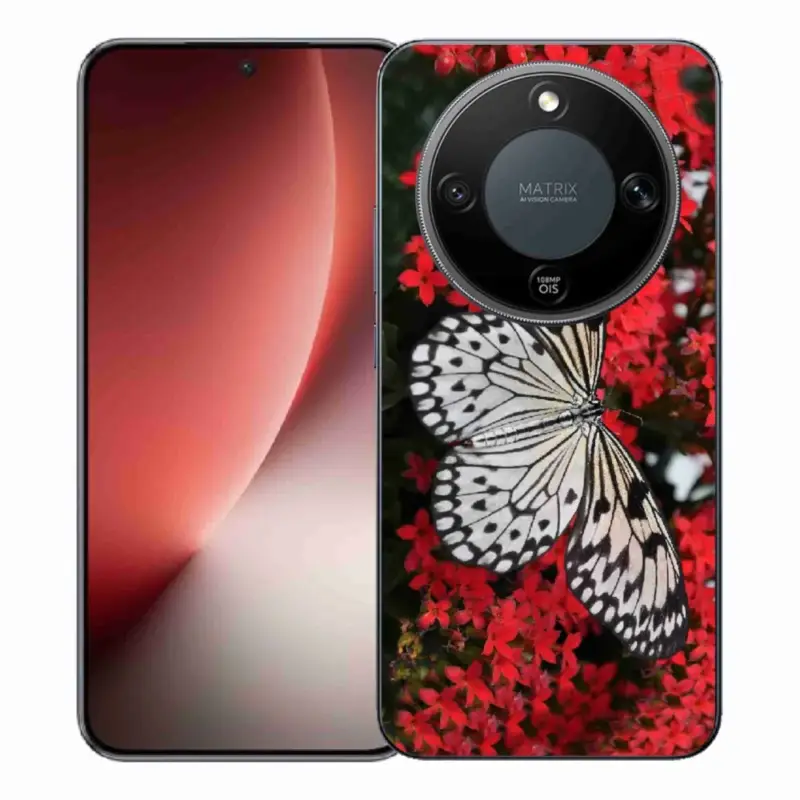 Zlevněný Gelový kryt mmCase na Honor Magic 8 Lite 5G - černobílý motýl 1