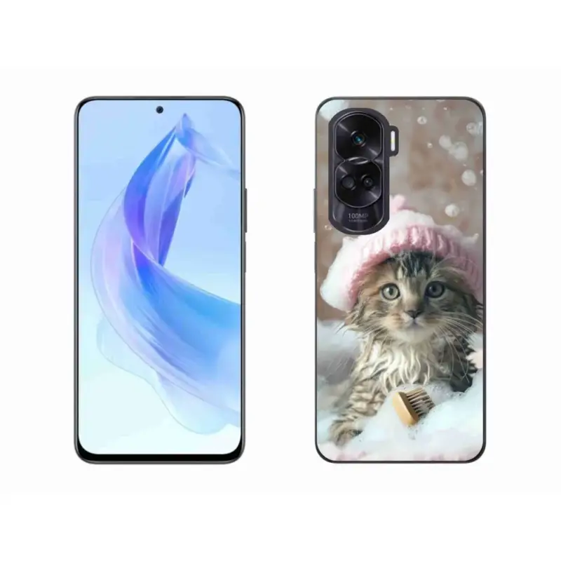 Vysoce Kvalitní Gelový kryt mmCase na Honor 90 Lite - kotě a koupel