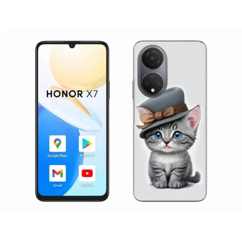 Gelový kryt mmCase na Honor X7 - kotě s kloboukem Značkový
