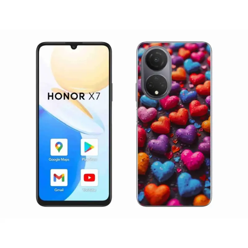 Značkový Gelový kryt mmCase na Honor X7 - barevná srdce