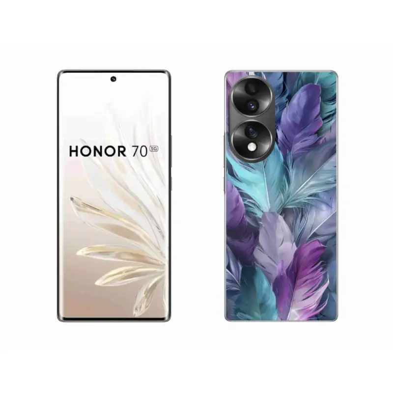Aktuální Gelový kryt mmCase na Honor 70 - barevné peří 2