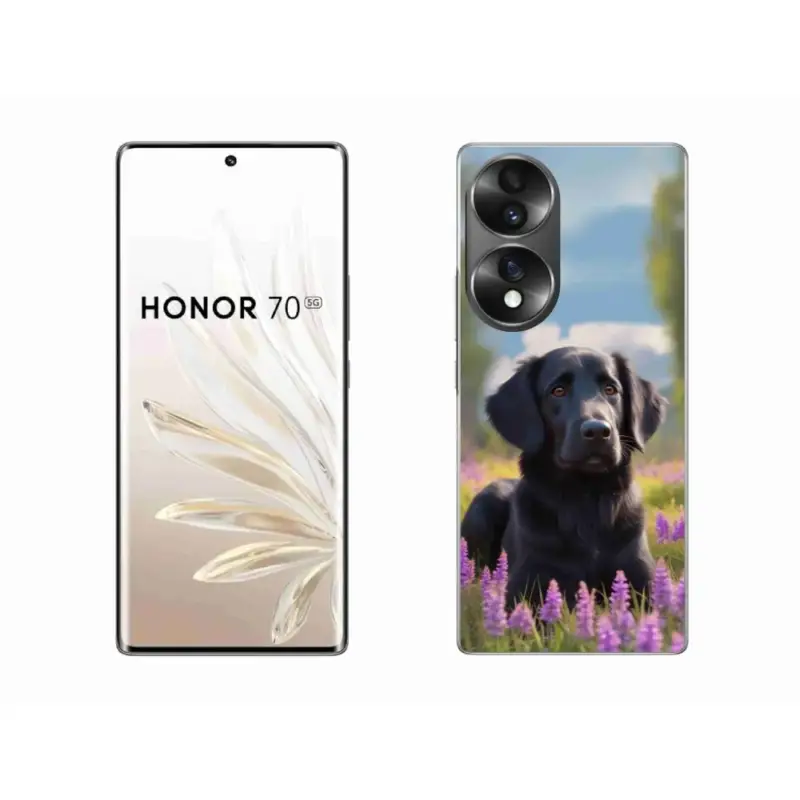 Gelový kryt mmCase na Honor 70 - elegantní černý retrívr Nová Kolekce