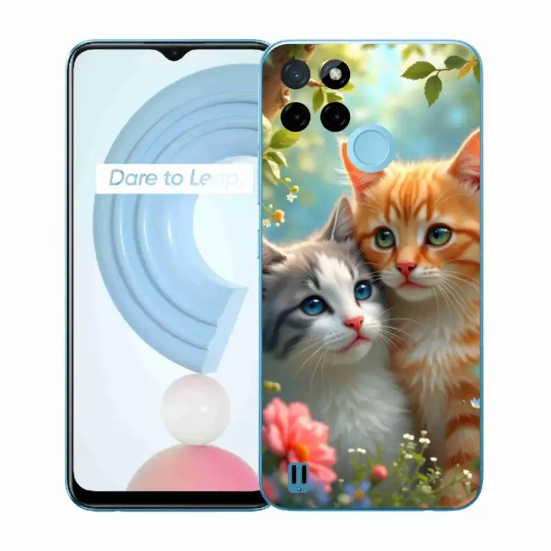 Gelový kryt mmCase na Realme C21Y/C25Y - kočičí láska 2 Nová Kolekce