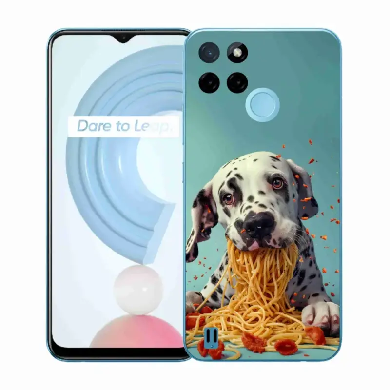 Nejprodávanější Gelový kryt mmCase na Realme C21Y/C25Y - dalmatin a špagety