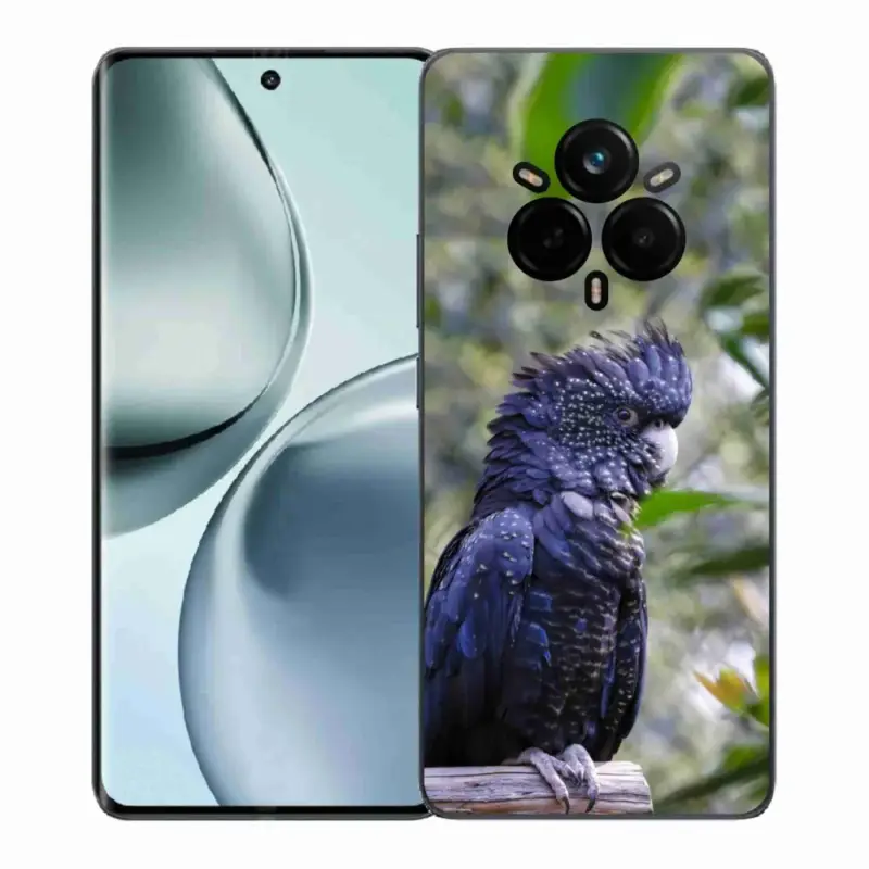 Gelový kryt mmCase na Realme 14 Pro+ 5G - papoušek kakadu černý Sleva