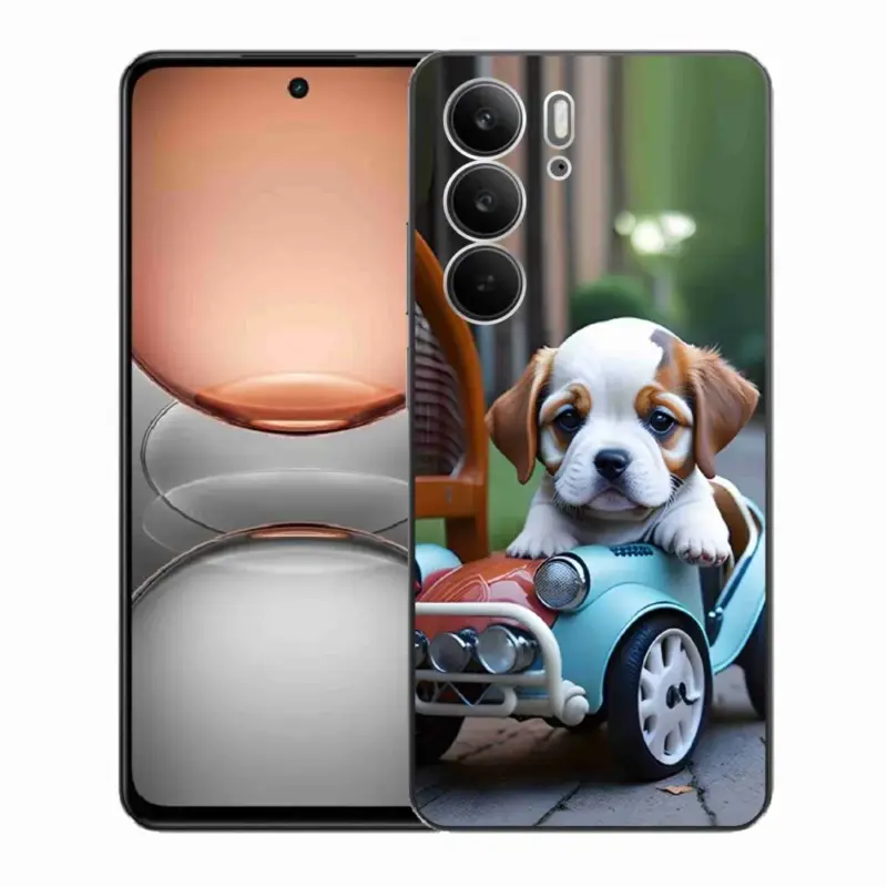 Ihned K Objednání Gelový kryt mmCase na Realme C75 - štěně v retro autě